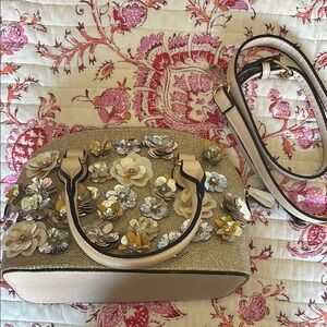 Aldo Cream and Silver Crossbody Bag with Glamorous Metallic Finish